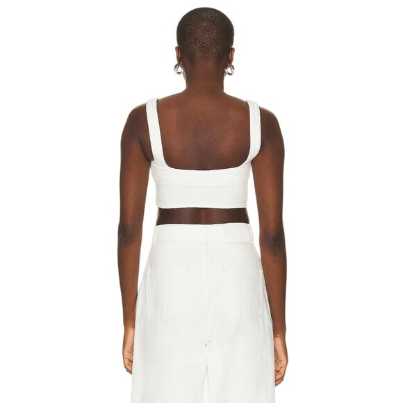 Loulou Studio Anet Bra Top in Ivory XSmall New Womens Denim Crop Tank - Picture 2 of 16